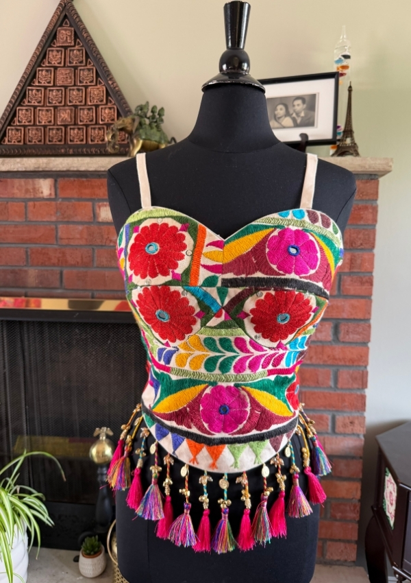 White Kutchi Navratri Corset